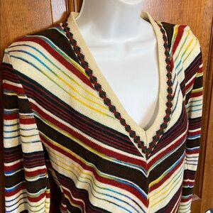 Vintage 60’s 70’ 100% Acrilan Acrylic Monsanto V neck sweater Zigzag Boho M /L